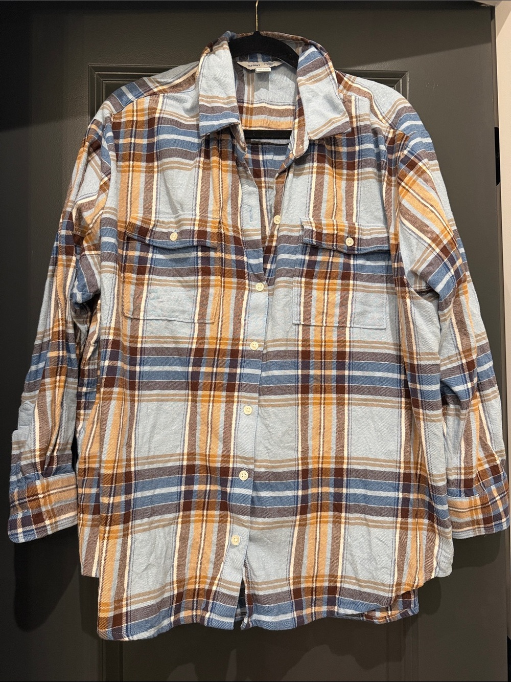 Old Navy Women’s Plaid Button-Up flannel Shirt - Blue & Brown